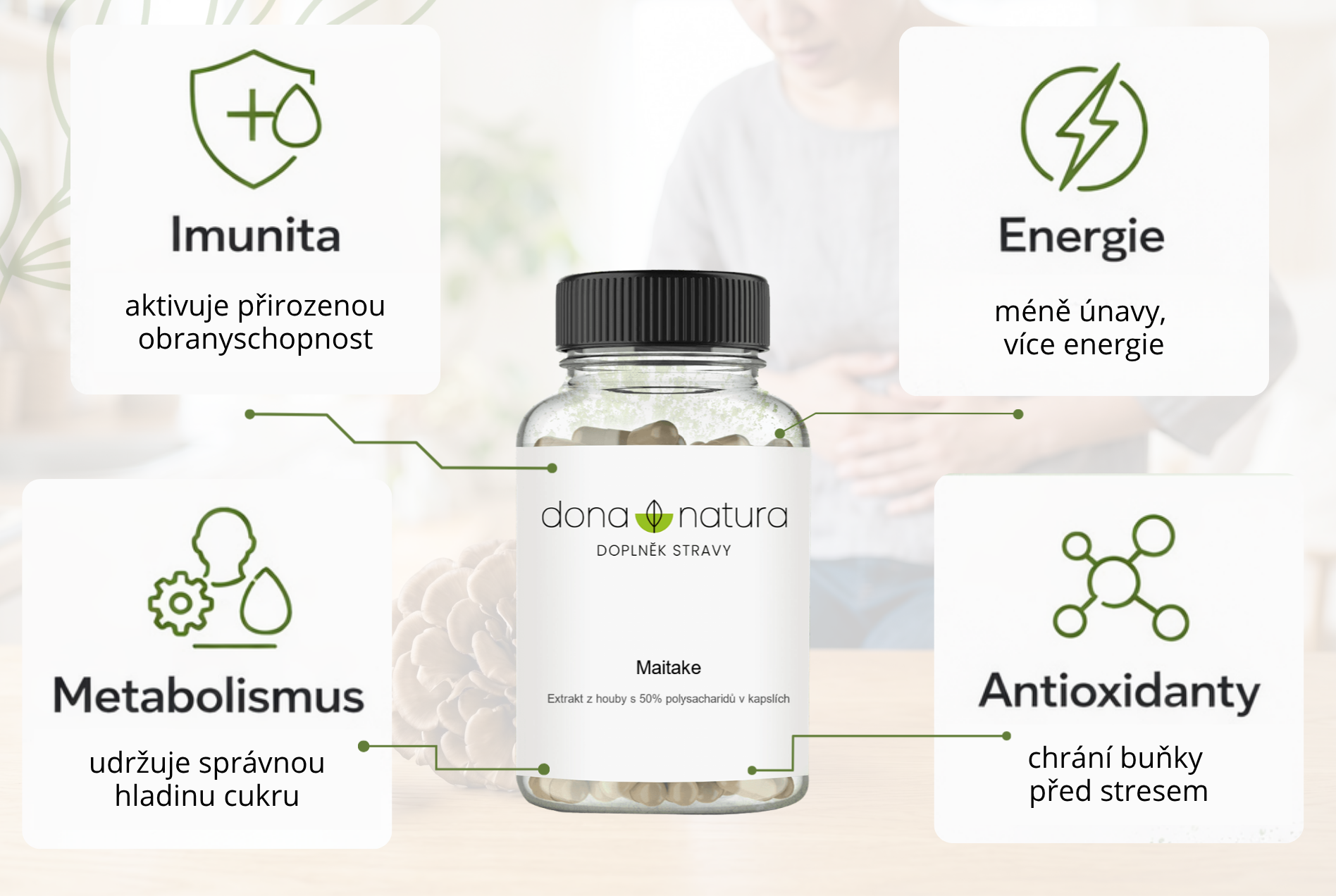 Maitake extrakt pro podporu imunity a metabolismu